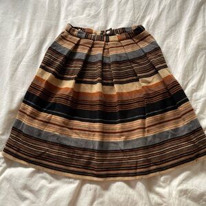 Vintage 70s Chic Striped A-Line Skirt in Black and Brown